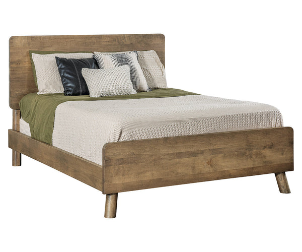 Troy - Amish Solid Wood Panel Bed With Rail & Foot Board