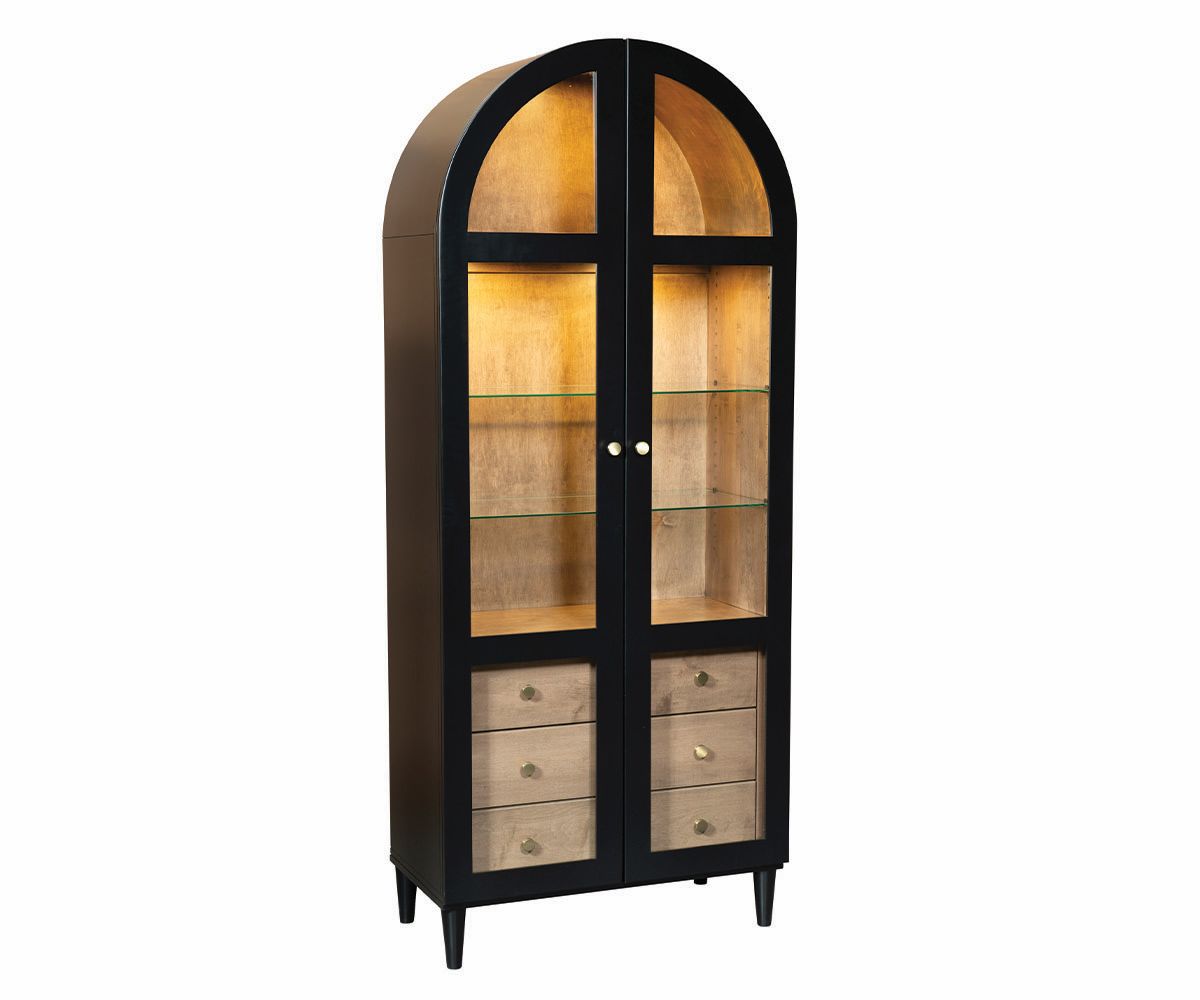 Bentley- Amish Handcrafted Display Cabinet With 3 Drawers