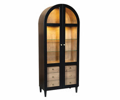 Bentley- Amish Handcrafted Display Cabinet With 3 Drawers
