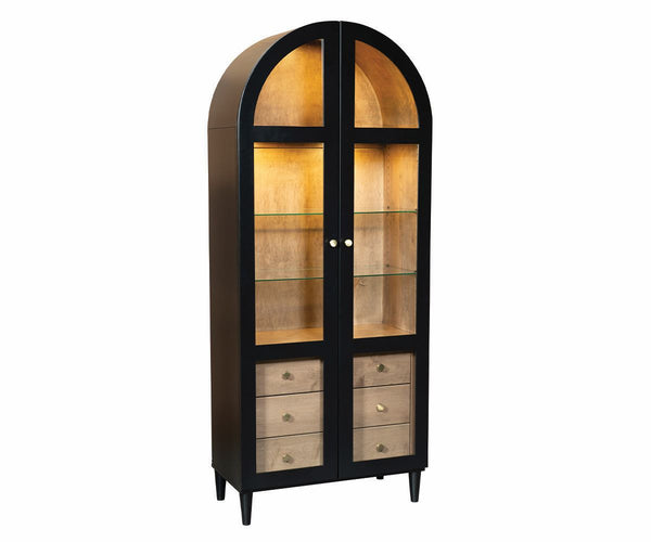 Bentley- Amish Handcrafted Display Cabinet With 3 Drawers