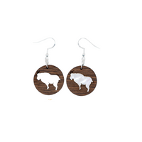 Round Mountain Goat Earrings - Wenge Wood