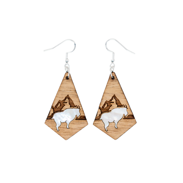 Mountain Goat Earrings - Canary Wood