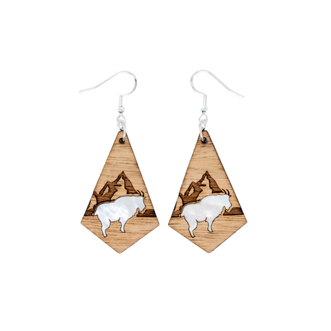 Mountain Goat Earrings - Canary Wood