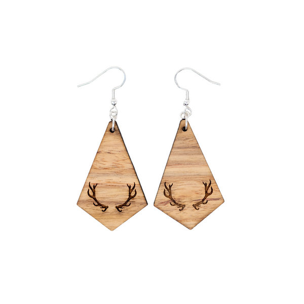 Elk Antler Earrings - Canary Wood