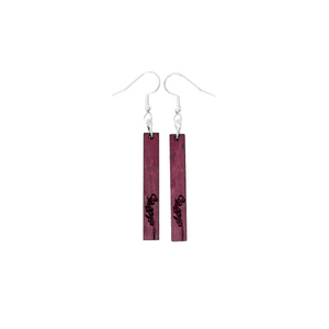 Floral Earrings - Purple Heart Wood - Blue Bells