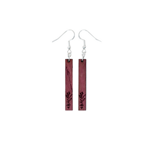 Floral Earrings - Purple Heart Wood - Sage