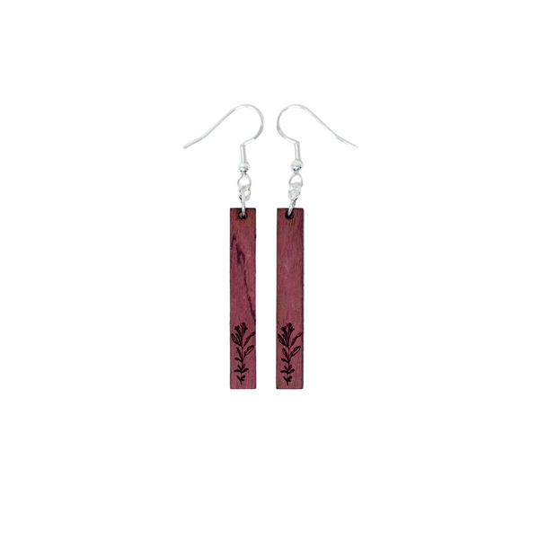 Floral Earrings - Purple Heart Wood - Sage