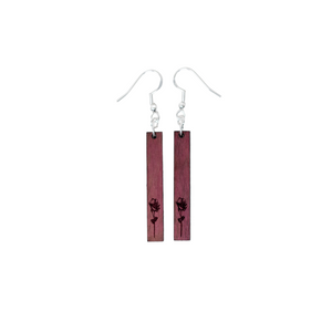 Floral Earrings - Purple Heart Wood - Rose
