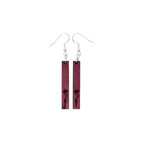 Floral Earrings - Purple Heart Wood - Iris