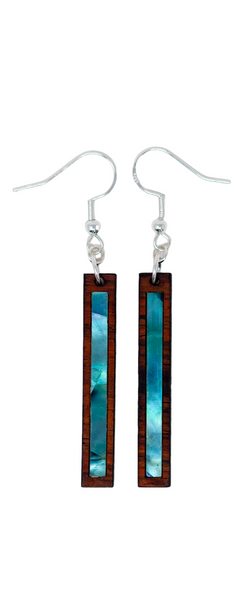 Rectangle Earrings Cocobolo - Turquoise