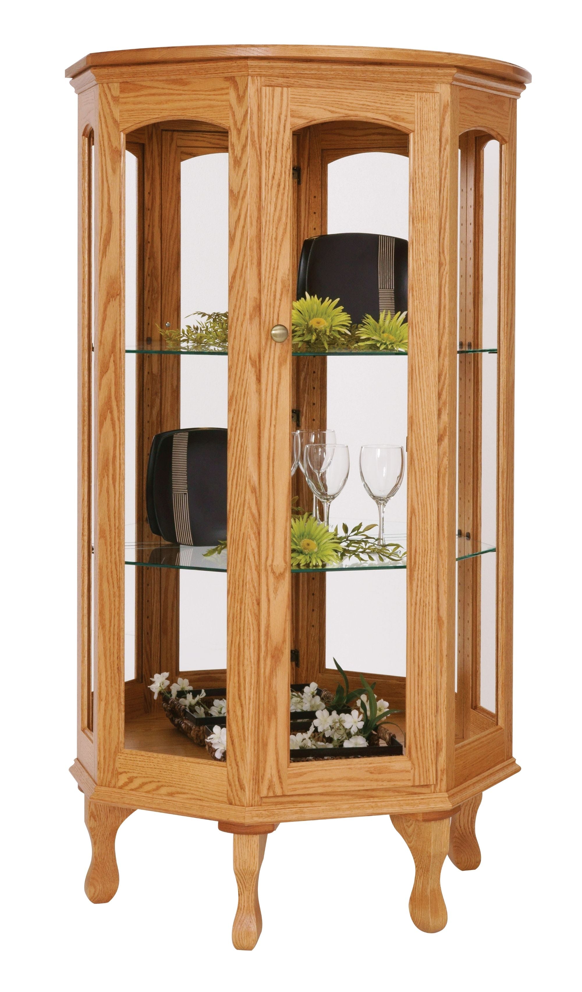 Amish Solid Wood Clawfoot Curio Display Cabinet