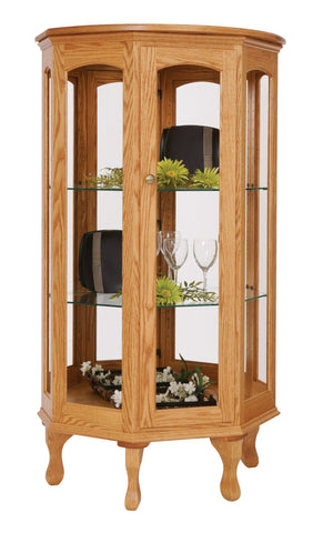 Amish Solid Wood Clawfoot Curio Display Cabinet