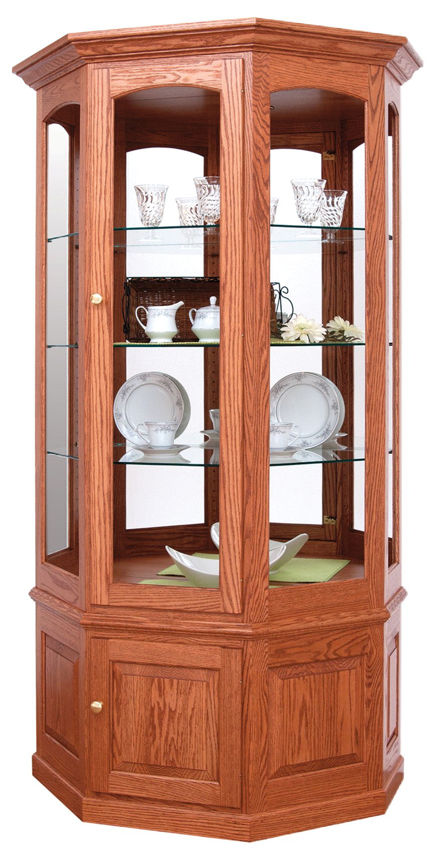 Amish Hardwood Large Deluxe Wall Curio Display Cabinet