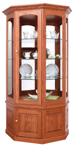 Amish Hardwood Large Deluxe Wall Curio Display Cabinet