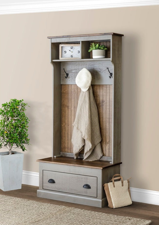 Amish Handcrafted Entryway Hall Tree Bench from The Wood Reserve