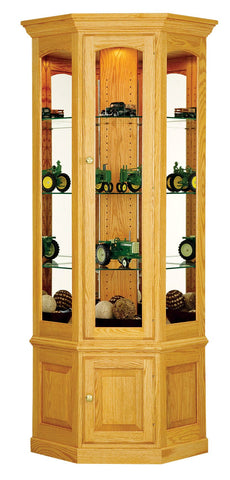 Amish Hardwood Small Deluxe Corner Curio Display Cabinet