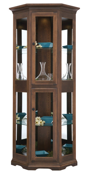 Amish Hardwood Corner Curio Display Cabinet