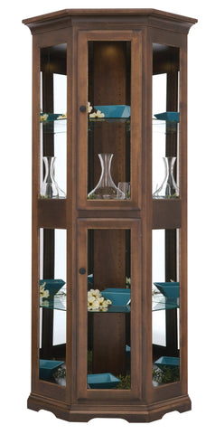 Amish Hardwood Corner Curio Display Cabinet