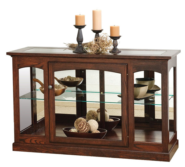 Amish Solid Wood Console Curio Display Cabinet