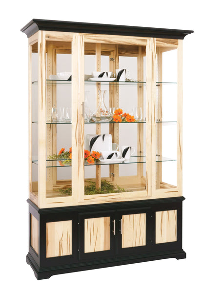 Amish Hardwood Deluxe Side Light Curio Display Cabinet