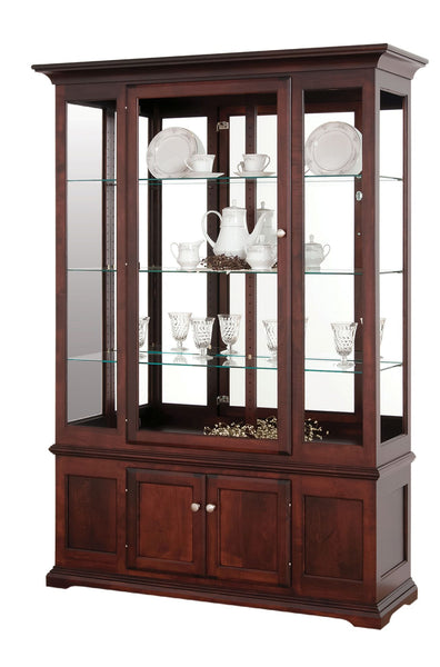 Amish Solid Wood Deluxe Side Light Curio Display Cabinet