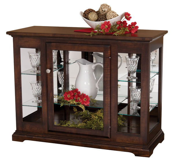 Amish Hardwood Mini Console Curio Display Cabinet