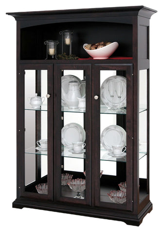 Amish Solid Wood Tri-Panel Curio Display Cabinet
