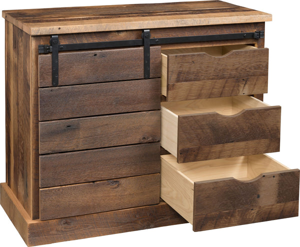 Reclaimed Barnwood Coffee Bar - 3 Solid Wood Drawers