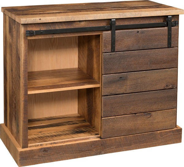 Reclaimed Barnwood Coffee Bar - Adjustable Shelf