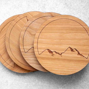 Mountain - Premium Hardwood Coaster Set