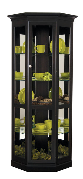 Amish Solid Wood Poplar Large Corner Curio Display Cabinet