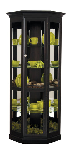 Amish Solid Wood Poplar Large Corner Curio Display Cabinet