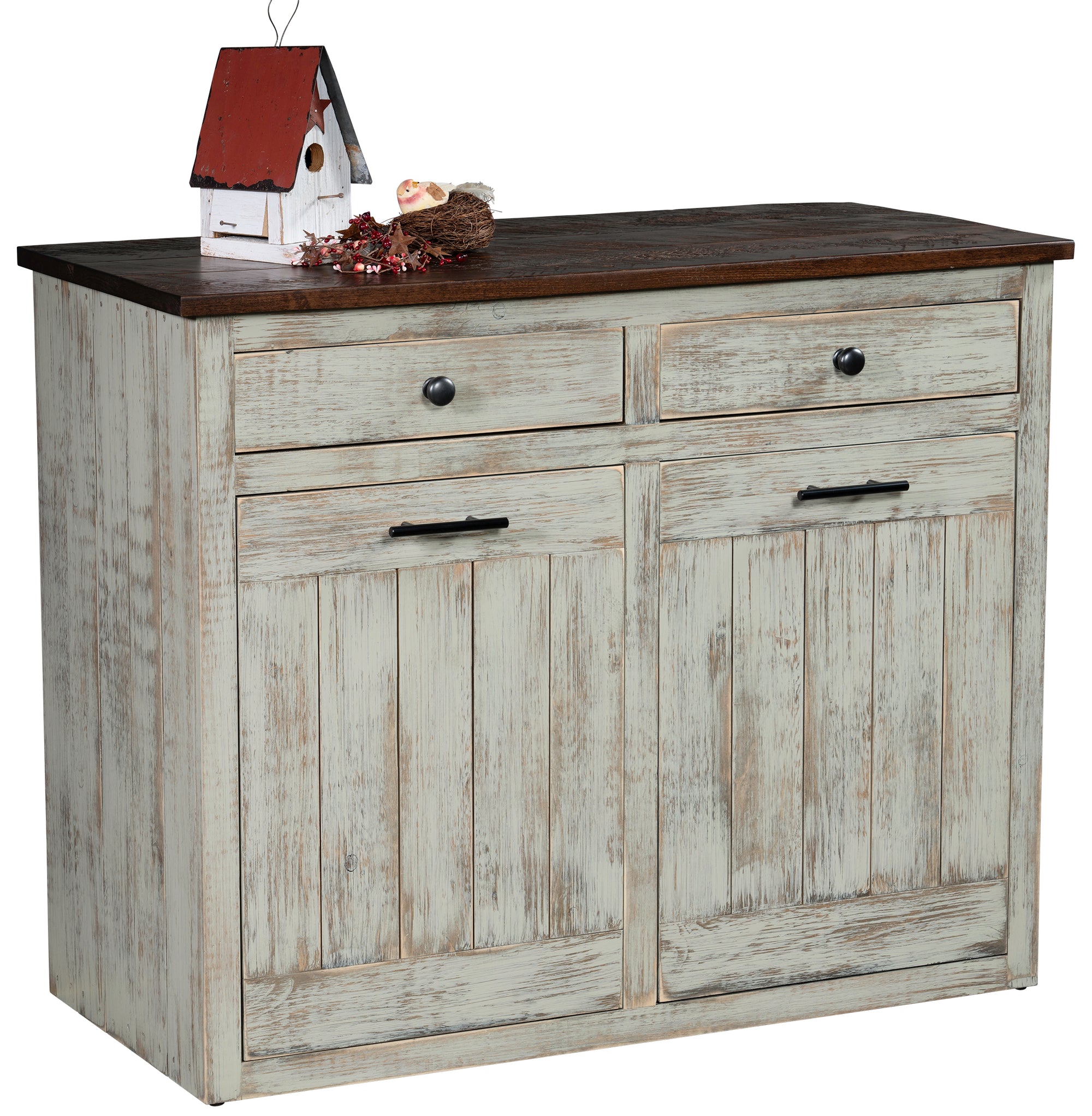 Gold Mine- Amish Handcrafted  Double Trash Bin Cabinet