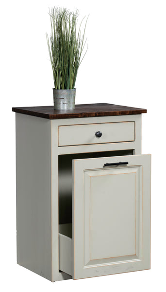 Vintage Pine - Amish Handcrafted Single Trash Bin Cabinet