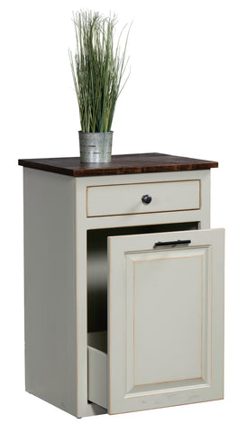 Vintage Pine - Amish Handcrafted Single Trash Bin Cabinet