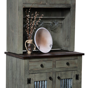 Little Settler's - Amish Handcrafted Kitchen Hutch with Metal Panel Doors