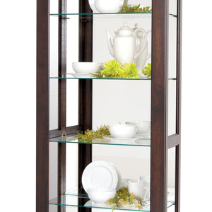 Amish Solid Wood Poplar Sliding Door Curio Display Cabinet