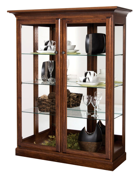 Amish Solid Wood Poplar Two Door Curio Display Cabinet