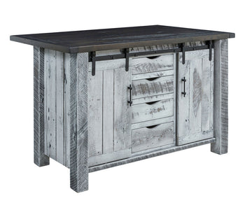 Farmhouse - Reclaimed Barnwood Kitchen Island With Rolling Doors
