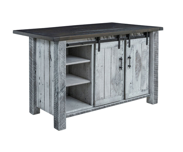 Farmhouse - Reclaimed Barnwood Kitchen Island With Rolling Doors