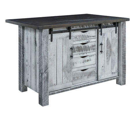 Farmhouse - Reclaimed Barnwood Kitchen Island With Rolling Doors