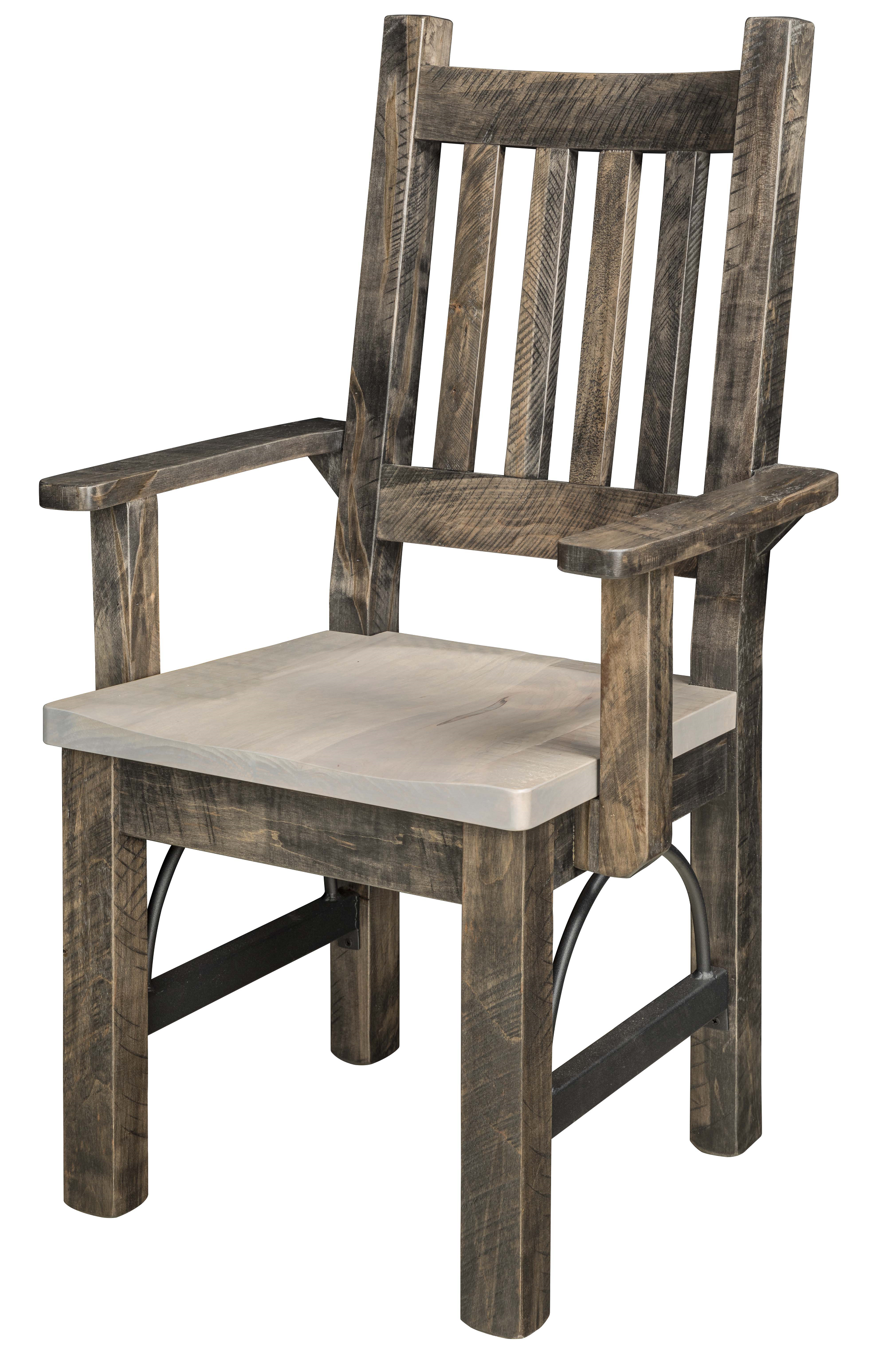 Arcadia Amish Rough Cut Maple Dining Arm Chair The Wood Reserve