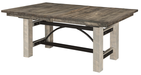 Arcadia / Amish Rough-Cut Maple Trestle Table / Carbon Top & Mineral Stained Base