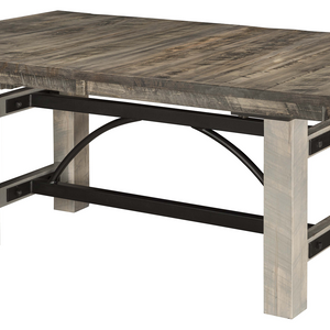 Arcadia / Amish Rough-Cut Maple Trestle Table / Carbon Top & Mineral Stained Base