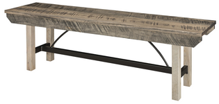Amish Rough-Cut Maple Trestle Bench / Carbon Seat with Mineral Stained Legs