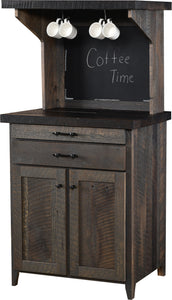 Reclaimed Barnwood Coffee Cabinet - Husk Stain w/ Onyx Stained Tops