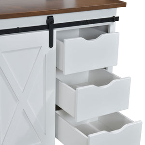 Bradford - Barn Door Coffee & Wine Bar - 3 Pull-Out Drawers