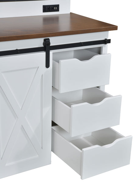 Bradford - Barn Door Coffee & Wine Bar - 3 Pull-Out Drawers