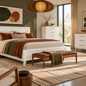 Sofi - Mid Century Solid Wood Bed, Nightstand, Dresser, and Chest of Drawers