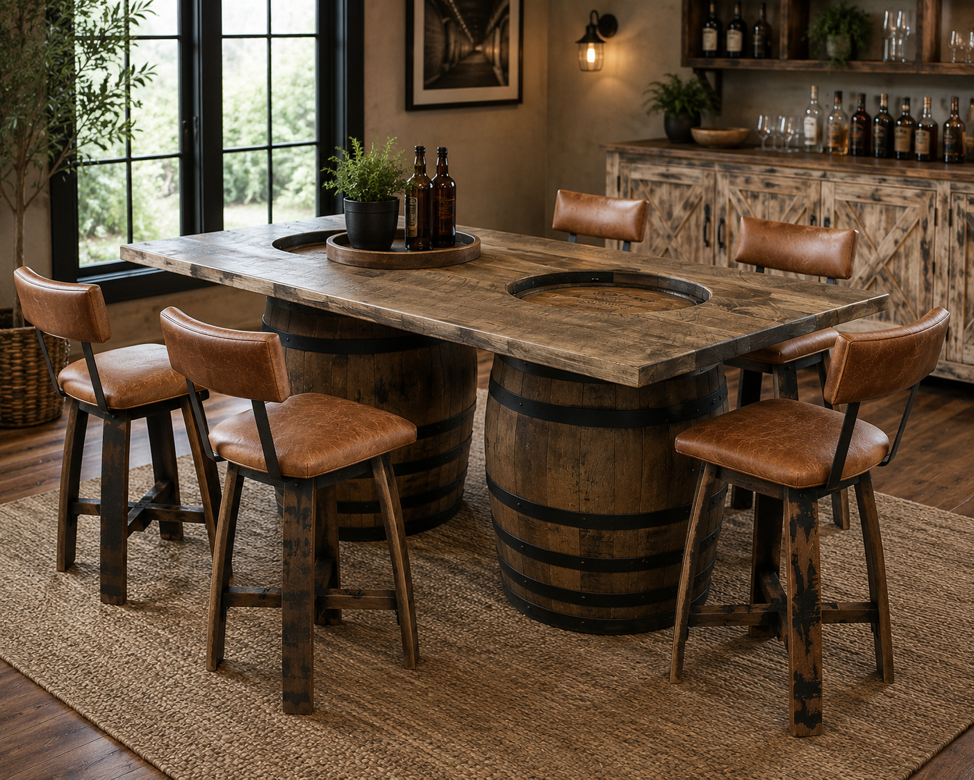 Mission - Amish Handcrafted Whiskey Barrel Barstool